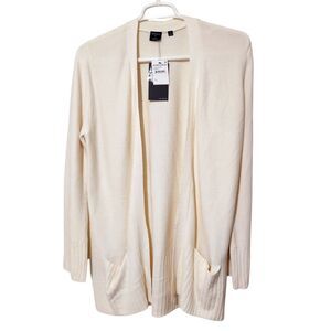 Devotion By Cyrus Open Cardigan Size Large Color Cream Long sleeve With Pockets